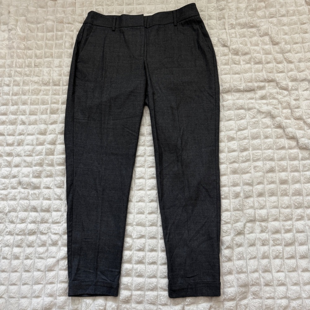 Eileen Fisher 10 Gray Wool Blend Tapered Leg Dress Pants Minimalist Quiet Luxury